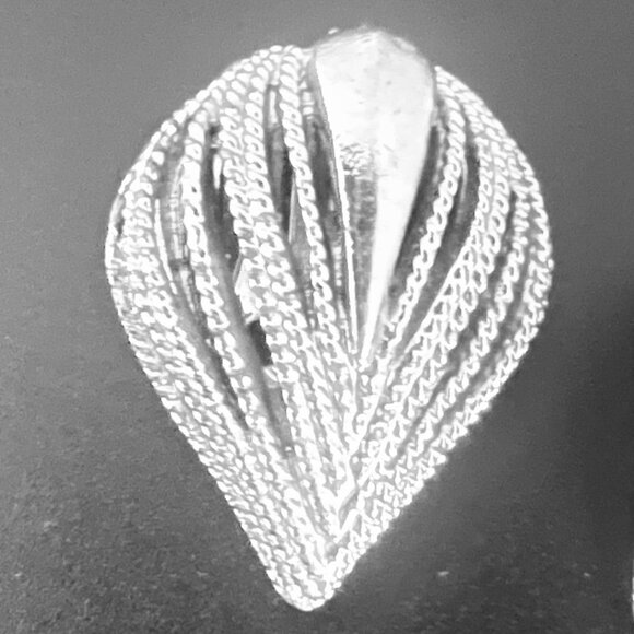 Vintage Coro Silver Tone Clip-On Earrings Teardrop Design Hot Air Balloon - Picture 4 of 11